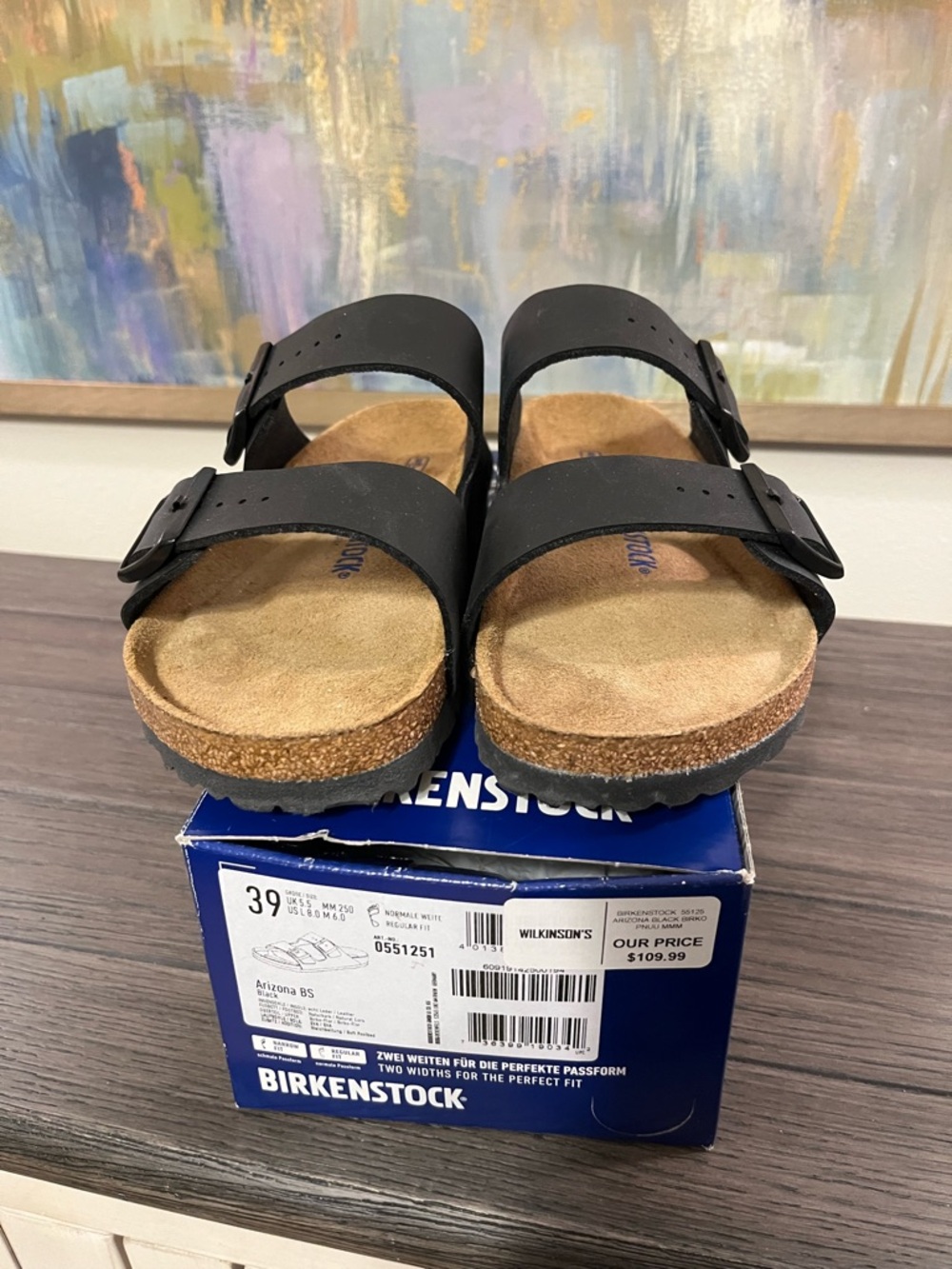 Birkenstock Arizona black leather. Size 39. NWOT. - Picture 2 of 6